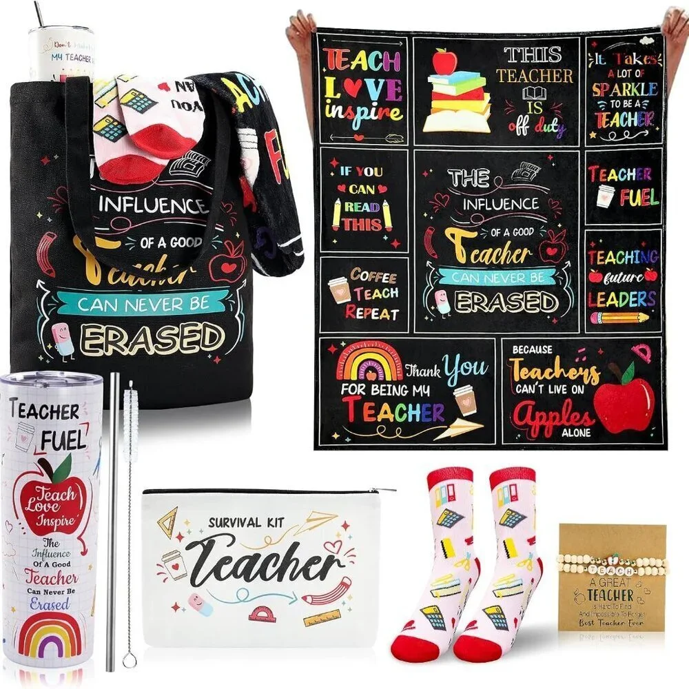 Teacher Appreciation Gift Set Cotton Stainless Steel Rainbow Home Office